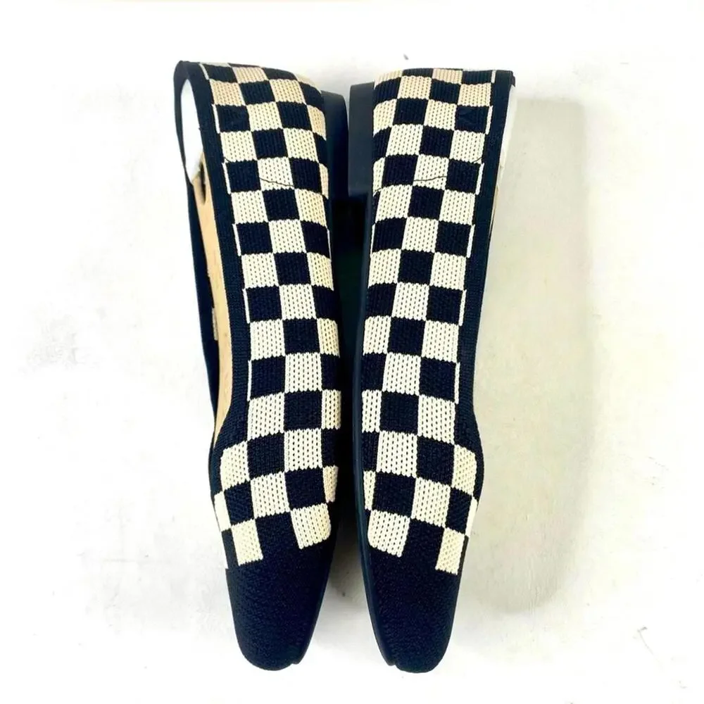 VIVAIA Margot Square Toe Checker Black & Cream | Size US 8.5 WIDE / EU39.5  $109